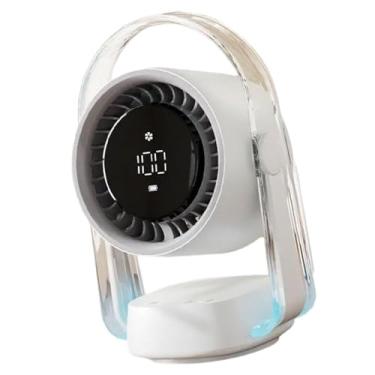 Imagem de IEUDNS Air Cool Fan Desk Fan Fan de 100 engrenagens comprimido ou timer pendurado silencioso com alta velocidade recarregável para caminhadas domicílios do, Branco