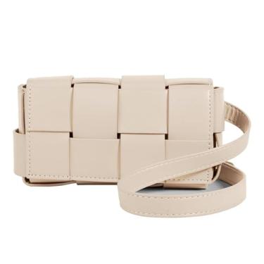 Imagem de Mini bolsa transversal de tecido para mulheres, bolsa de ombro quadrada de couro, pochete fofa com cinto ajustável, Damasco, Small, Bolsa de ombro de tecido