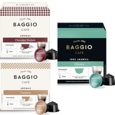 Imagem de kit Café Baggio 30 Cápsulas de Café Compatíveis com Dolce Gusto Sabores Clássico Chocolate Trufado e Caramelo 10 Cápsulas por caixa.