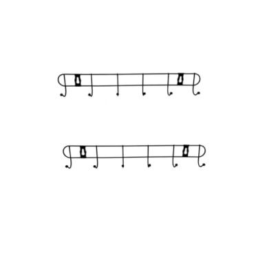 Imagem de KIT 2 I 3 Suportes Cabideiro Ganchos Aramado Metal com 8 ou 6 Ganchos Cabide de Parede Porta Multiuso Cozinha Lavanderia(02 un de 06 Ganchos)