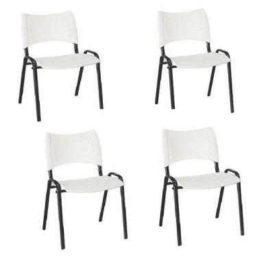 Imagem de Kit 4 cadeira empilhável iso fixa branca - MOVEIS VITORINO