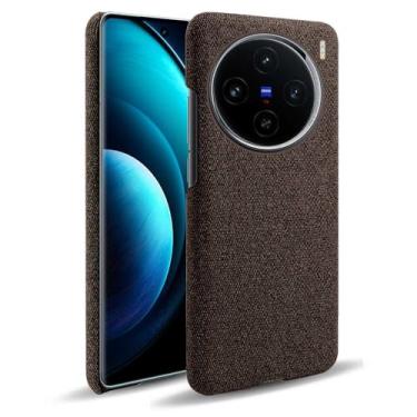Imagem de Capa para vivo X100,Capa desenhada em lona,Case Protetora Ultrafina com Empunhadura Macia,Design em Tecido Antichoque e Antiarranhões-Brown