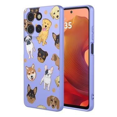 Imagem de KOARWVC Capa de telefone para Moto G15, capa de celular Motorola G15 Power Case com design de padrão de gato fofo capa protetora fina de TPU macio para Motorola G15 roxo cachorro
