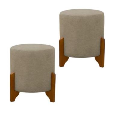Imagem de Kit 2 Puff Banqueta Thor 3 Pés Madeira Luxo Tecido Revestido Tecido - 
