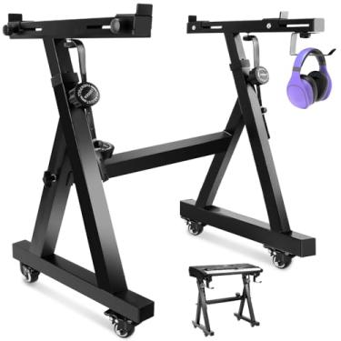 Imagem de Suporte Teclado Musical, Adequado para Teclados com 54 a 88 Teclas, Suporte Para Teclado Musical, Altura e Largura Ajustáveis, Suporte Para Teclado Com Rodas