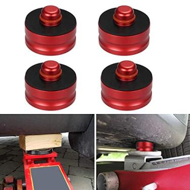 Imagem de Adaptador de alumínio Qook Jack Lift Point Pad para todos os modelos Tesla Model 3 – Veículo que levanta com segurança – Protege a tomada do carro de danificar a bateria Tesla (4 peças, vermelho)
