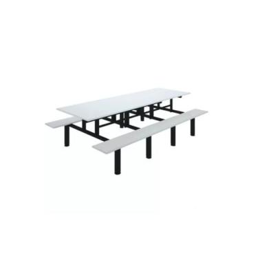 Imagem de Mesa refeitório c/ banco acoplado 8 lugares- banco reto preto - MOVEIS