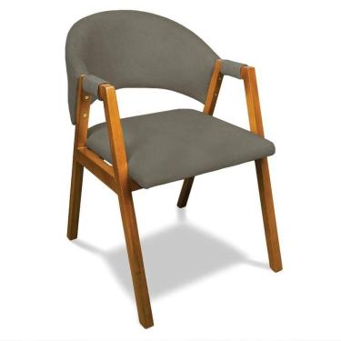 Imagem de Cadeira Sala De Jantar Em Madeira Yara Suede Grafite D03 - D`rossi