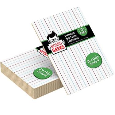Imagem de Board Geeks 12 quadros pequenos apagáveis a seco para crianças – quadro branco para crianças, estudantes e professores | mini quadro branco infantil durável e portátil | quadros brancos pequenos de dupla face | forrado e liso, 23 cm x 30 cm