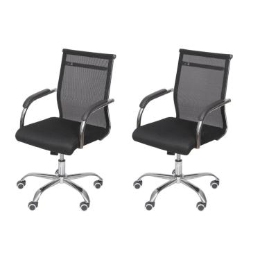Imagem de Kit 2 Cadeiras para Escritório Diretor Baixa Roma Preto