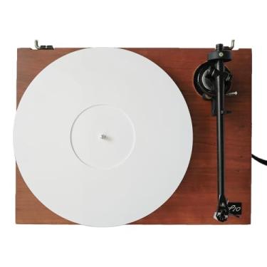 Imagem de Menesia Tapete de acrílico para toca-discos - tapete de vinil para acessórios de toca-discos, tapete deslizante de acrílico branco vinil