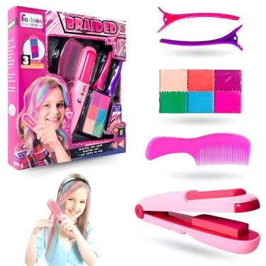 Imagem de Kit Mechas Colorida Giz chapinha Pintar Cabelo Salão Infantil - Vijoli