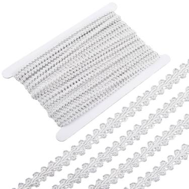 Imagem de GORGECRAFT 27,5 jardas x 0,70 cm prata metálico trança guarnição gimp tecido centopéia enfeites acabamento fita de renda poliéster aplique de costura para fantasia casa estofamento decorativo cortina