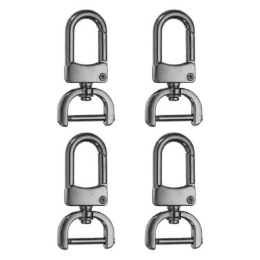 Imagem de HARFINGTON 4 peças de gancho de pressão destacável fecho giratório 5/8" (16 mm) anéis D de liga de zinco, fecho de garra de lagosta com barra de parafuso para chaveiro, cordão, ferragens, artesanato