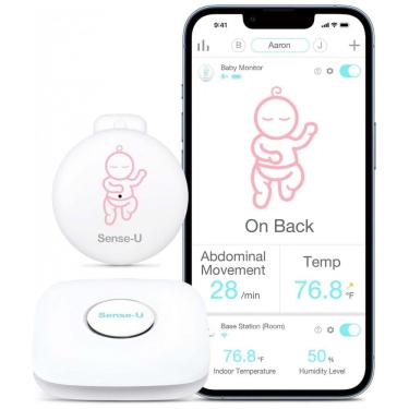 Imagem de Monitor Inteligente para Bebês para Movimento Abdominal, Temperatura e Umidade, Sense U...