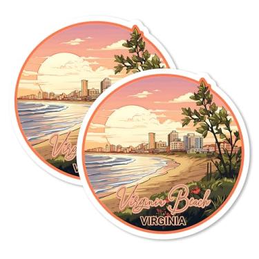 Imagem de Ímãs Virginia Beach de 10 cm, pacote com 2 – Ímãs de viagem decorativos de vinil forte para geladeira armário cozinha escritório – fofa divertida estética legal durável e lembrança de longa duração