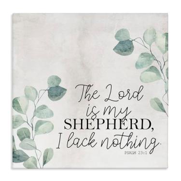 Imagem de Stupell Industries The Lord Script with Eucalyptus Canvas Wall Art Design por Kim Allen, 61 x 61 cm