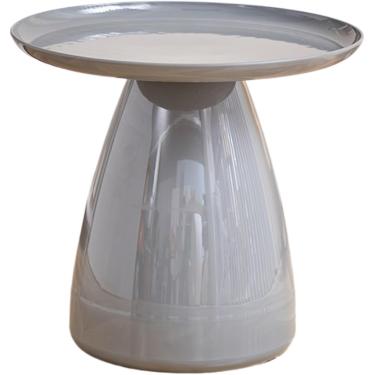 Imagem de Mesa de café redonda para sala de estar design simples estrutura estável tons elegantes mesa de café acrílico múltipla para sala de estar ou escritório, cinza, um tamanho único