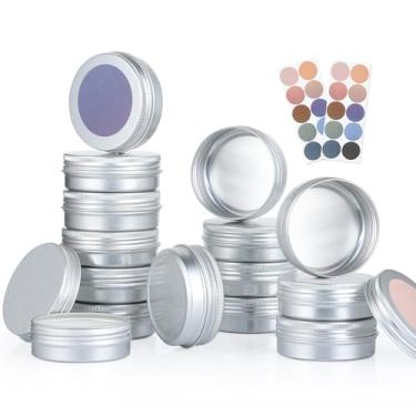Imagem de LIYAR Latas de 59 ml com tampas, pacote com 14, latas vazias de pomada redondas de 59 ml, latas de alumínio vazias com tampas, lata de metal recarregável para fabricação de velas, protetor labial