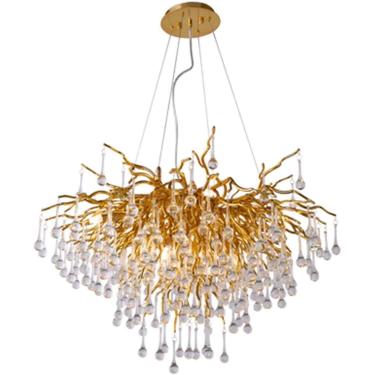 Imagem de Lustre de moda lustre de teto de teto de luxo ramifica gotículas de água lâmpada de cristal, lustre de cristal moderno, lustre de luxo de luminária de cristal k9 clara luminária de teto eleg