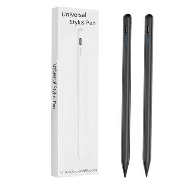 Imagem de 2 canetas Stylus para tablet Samsung Galaxy Tab A9/A8/A7 para iOS/Android/Windows Stylists Pen com tela de toque duplo (preta)