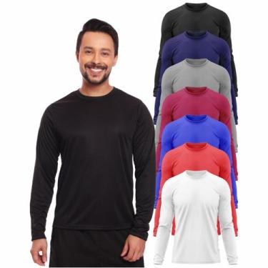 Imagem de Kit 7 Camisetas Masculina Proteção Solar Uv Manga Longa Segunda Pele -
