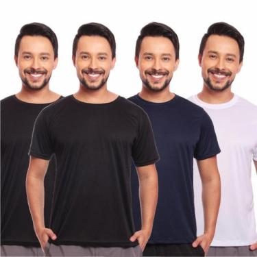 Imagem de Kit 4 Camisas Masculina Manga Curta Dry Fit Proteção Uv - Brás e Cia, 