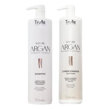 Imagem de Kit Shampoo e Condicionador Profissional Argan 1 Litro Tratamento Alto Impacto Hidratação Brilho Produto de Salão ou Uso Diário