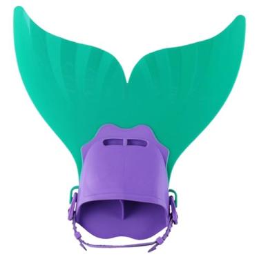 Imagem de Vaveren Vestido de natação sereia, presente, nadadeiras ajustáveis ​​para crianças, meninos e meninas, iniciantes, mergulho com snorkel, Verde