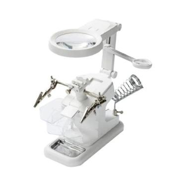 Imagem de Lupa De Solda Com Clipe De Jacaré E Luz LED 3X 4.5X 25X Para Mesa - Sh