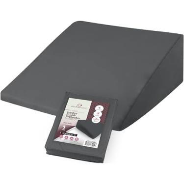 Imagem de CirclesHome Capa de almofada de cunha 100% algodão, protetor de almofada de cunha com zíper, macio, hipoalergênico e respirável - cinza escuro, (25Lx26Lx10)