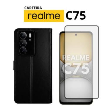 Imagem de Capa Carteira Compativel Para Realme C75 + Pelicula Vidro 3D - Generic