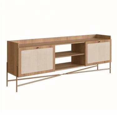 Imagem de Rack Oslo 2 PT Hanover e Dourado 183 cm - Artesano