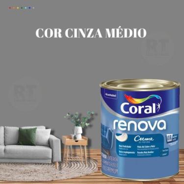 Imagem de Tinta Parede Cinza Renova Acrílica Fosca 800ml - Coral, CINZA MÉDIO
