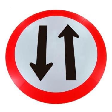 Imagem de Kit 5 Placas de Sinalização, Condomínio, Duplo sentido de Circulação, Refletiva, 50cm, em ACM 3mm (alumínio composto)