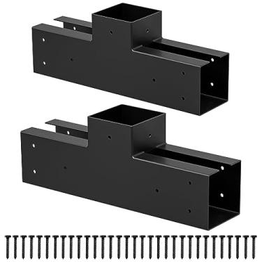 Imagem de Wilkblck Kit De Pérgula Para Carpintaria - Suportes De Madeira Elevados Em T - Dimensionamento Modular Suportes De Pérgula Hardware Para Madeira Serrada 4 X 4, Pacote Com 2