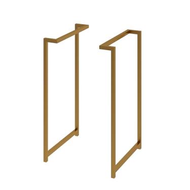 Imagem de 2 Pés Base De Mesa 75cm Quadrada Metal Escrivaninha Aparador (Dourado)