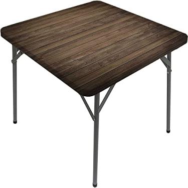 Imagem de CESGFC Toalha de mesa de madeira, estampa de textura de prancha de madeira, borda elástica, capa de mesa de jantar interna/externa, adequada para mesa quadrada de 107 x 106 cm