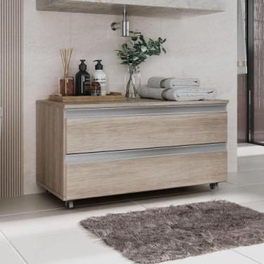 Imagem de Gabinete Banheiro Rodinhas Joia 80cm 02 Gavetas Madeirado Inteiro - Mo