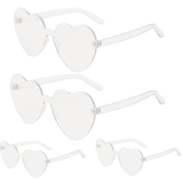 Imagem de LIEBCTRL 4 peças de óculos de sol em forma de coração para mulheres, meninas, óculos de sol transparentes fofos e divertidos neon estéticos, acessórios de festa de formatura, presentes baratos para