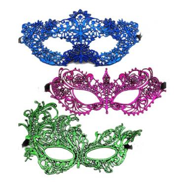 Imagem de Masquerade Masks for Women & Men - Mardi Gras & Venetian Dress Masks in Lace Party Mask Costume Mask (Green Purple Blue)