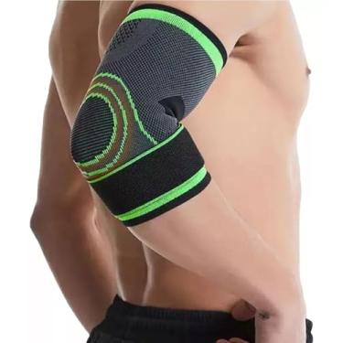 Imagem de Cotoveleira Compressão Ortopédica Ajustável Tensor Alivio Dor Esporte Fitness Academia Proteção Cotovelo Tendinite Fibromialgia Epicondilite - Santeletro
