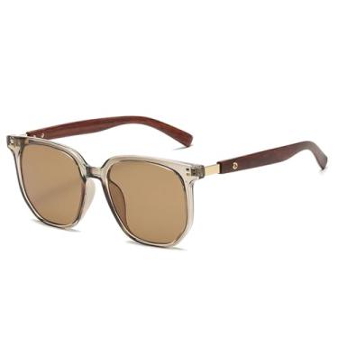 Imagem de Gafas de sol retro de moda con vetas de madera, UV400 (color champán)