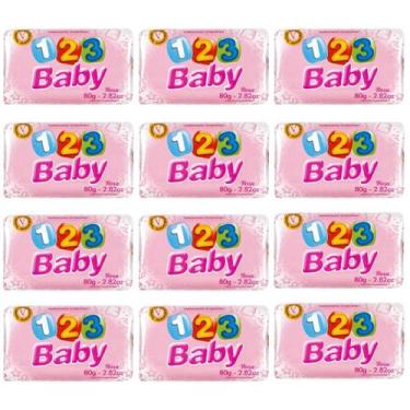 Imagem de Kit 12 Sabonetes Infantis 123 Baby Azul ou Rosa, Rosa