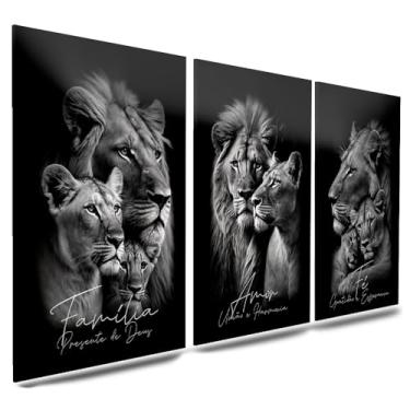 Imagem de Kit 3 Quadro Decorativo Sala Quarto Leão Judá Nunca Foi Sorte Motivacional (11)