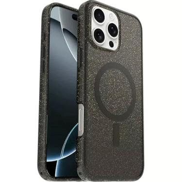 Imagem de OtterBox Capa transparente para iPhone 16 Pro Max (apenas) Symmetry Series - Stardust Night (Silverflake/preto trans) - Encaixa-se ao MagSafe - Ultralegre - Bordas elevadas protegem a câmera e a tela