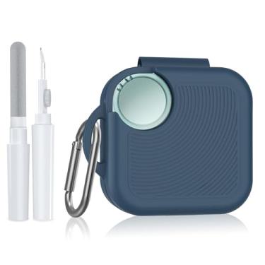 Imagem de POZCIS Capa para CMF Buds 2 Plus/CMF Buds 2/CMF Buds Pro 2, capa protetora de silicone macio à prova de arranhões com mosquetão e kit de limpeza conjunto de acessórios (azul escuro)