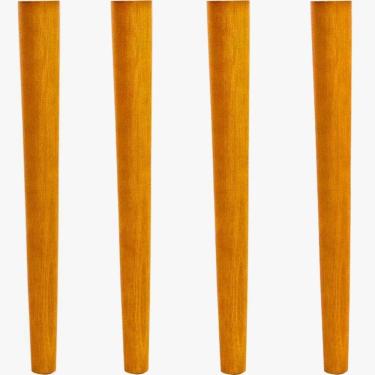 Imagem de Kit 4 Pés Palitos 40cm Mel Verniz Madeira para Móveis Poltronas Chapas de Fixação