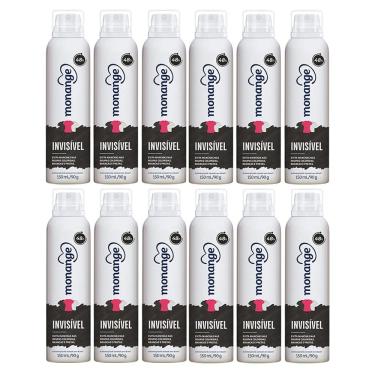 Imagem de Kit 12 Desodorante Monange Invisível Aerosol Antitranspirante 48h com 150ml cada
