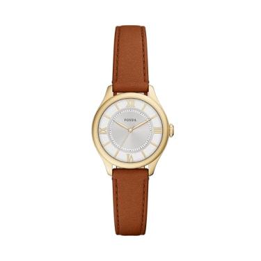 Imagem de Fossil Relógio feminino Gilmore de aço inoxidável com três ponteiros, Marrom/dourado, 28MM